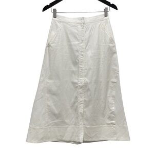 A.L.C. Jayce Linen Blend Button Front White Midi Skirt Size 2